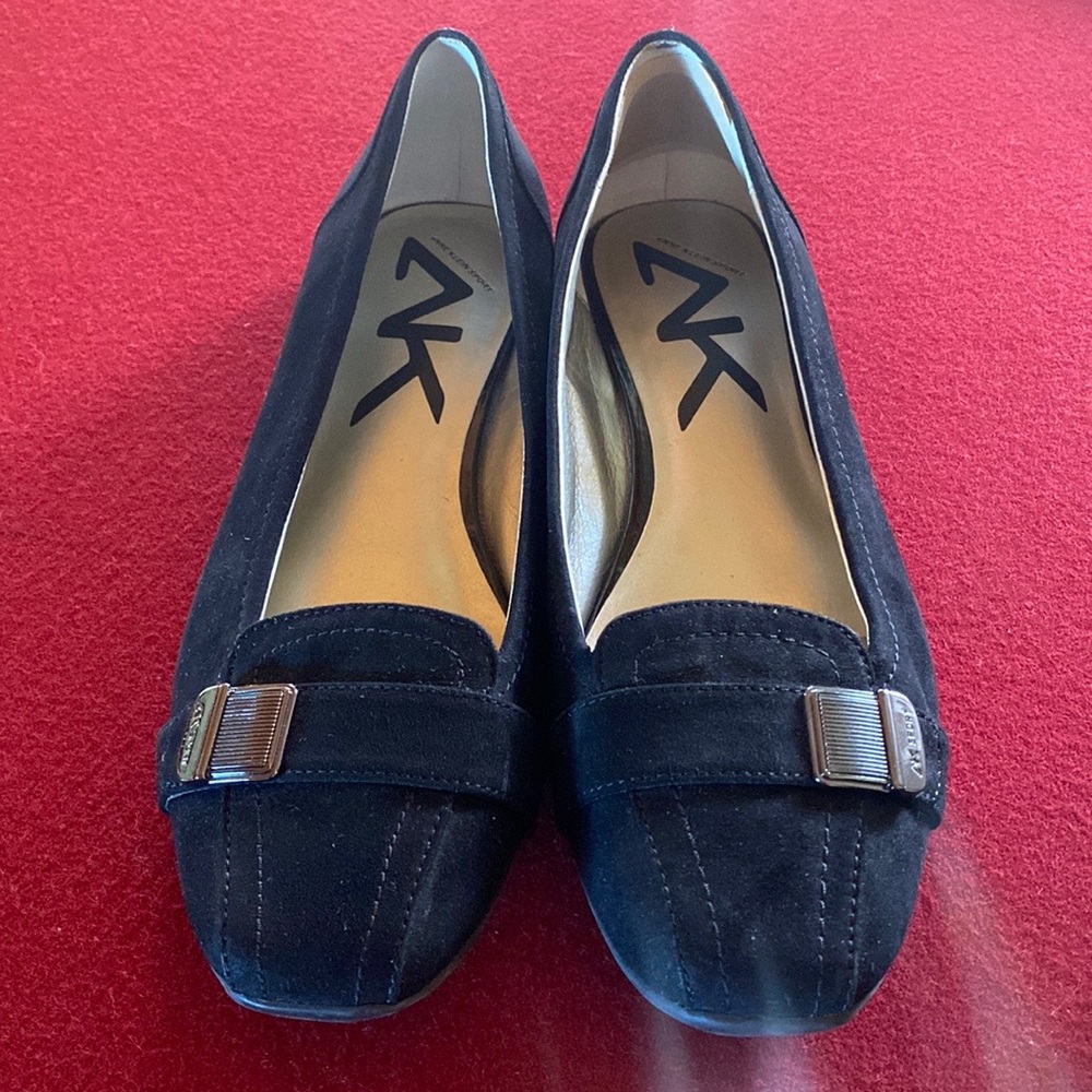 Anne Klein Sport Lavon Dressy Slip-On Faux Suede Flats Women's Size 8.5 Black